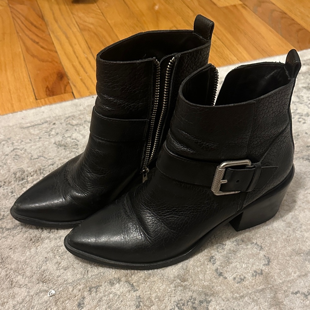 Allsaints Western Black Buckle Boots